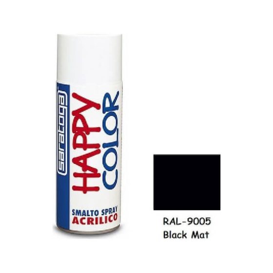 Σπρέι βαφής 400ml SARATOGA Happy Color Μαύρο Ματ-003