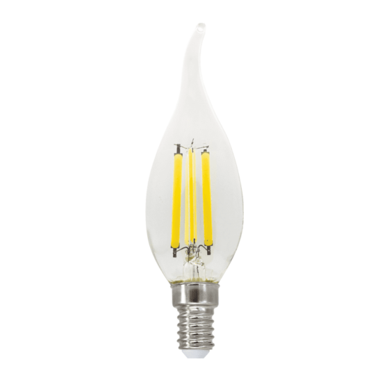 Led Filament E14 C35 6W Tip 2700K 230V Ac 760Lm Ra80 30000H 360°