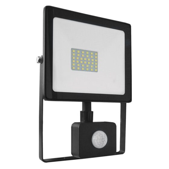 Black Sensor Led Smd Flood Luminaire Ip66 30W 6000K 2650Lm 230V Ra80