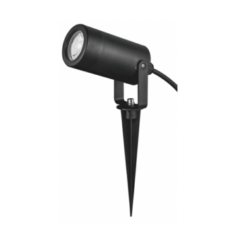 Black Spot Luminaire Gu10 Max. 3W Led Ip65 & Garden Spike