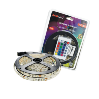 Led Smd Strip Kit 3M Ip65 Rgb With Remote Control & 12V Dc Plug Driver