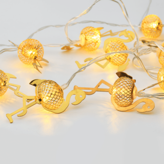 “Metal String Lights (Flamingo)” Φλαμινγκο 10 Led Λαμπακ Σειρα Μπαταρ(2Xαα) Θερμο Λευκο Ip20