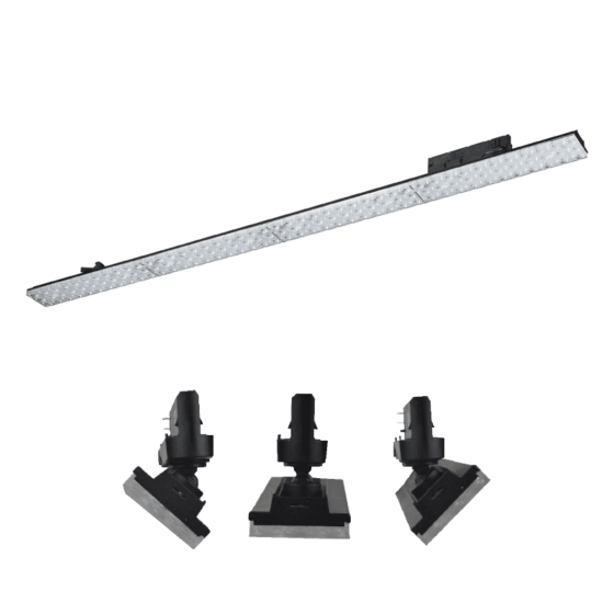 Black Led Linear Movable Track Luminaire 40W 4000K 3-Phase 90° 5600Lm 230V Ac Ra90 L1144Mm 5Yrs