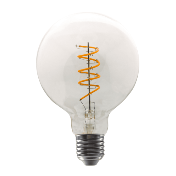 Led Filament E27 Dim G95 4W Spiral 1800K 230V Ac 300Lm Ra80 30000H 360°