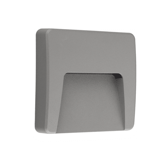 Led Wall Square Luminaire Grey 230V Ac Ip65 3W 3000K 200Lm Ra80