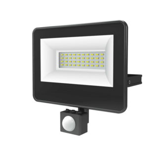 Black Sensor Led Smd Flood Luminaire Ip66 30W 4000K 3100Lm 230V Ac Ra80