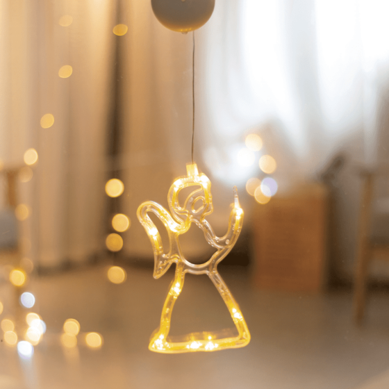 "Window Plastic Angel" 10 Led Λαμπακια Ww Μπατ. (3Χααα) Ip20 12X20.5Cm