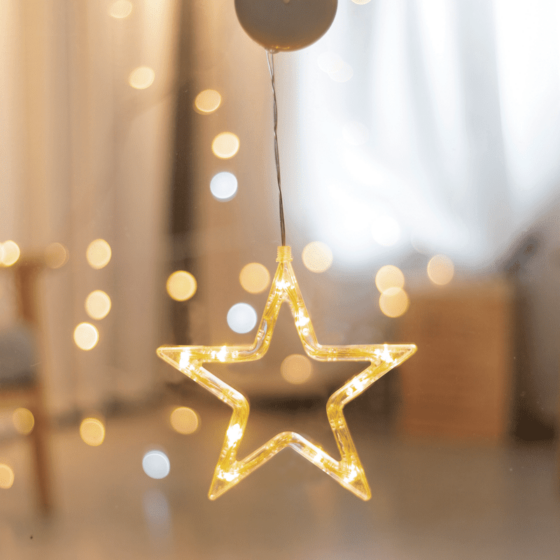 "Window Plastic Star" 10 Led Λαμπακια Ww Μπατ. (3Χααα) Ip20 18X18Cm