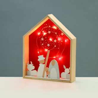 Wooden House Κοκκινο 10 Led Λαμπ Καλωδιο Χαλκου Θερμο Σταθερο Μπατ (2Χααa) 20*4