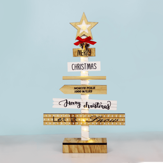 "Wooden Christmas Tree" 10 Mini Led Ww Λ/Κια Μπ/Ριεσ (2Aa) Ip20 22.5X5X38Cm