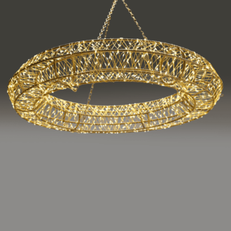 3D Copper Wire Metal Motif Ring 12480Led Λαμπ Καλ Χαλκ Θερμ Ip44 Ανταπt(3Vdc)Αλυσ 70Cm-Αγκισ 5Mκαλ