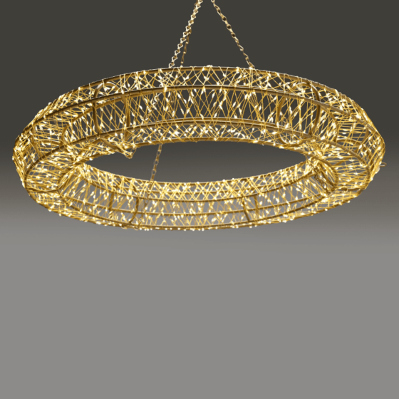 3D Copper Wire Metal Motif Ring 1440Led Λαμπ Καλ Χαλκ Θερμ Ip44 Ανταπ(3Vdc)Αλυσιδ 40Cm Αγκισ 5Mκαλ