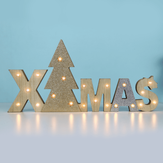 "Wooden X-Mas" 21 Led Ww Λ/Κια Μπ/Ριεσ (2Aaα) Ip20 37.5X2.5X18Cm