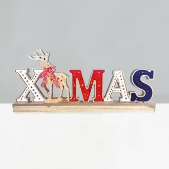 "Wooden X-Mas 2" 26 Mini Led Ww Λ/Κια Μπ/Ριεσ (3Aa) Ip20 45X3.5X20Cm