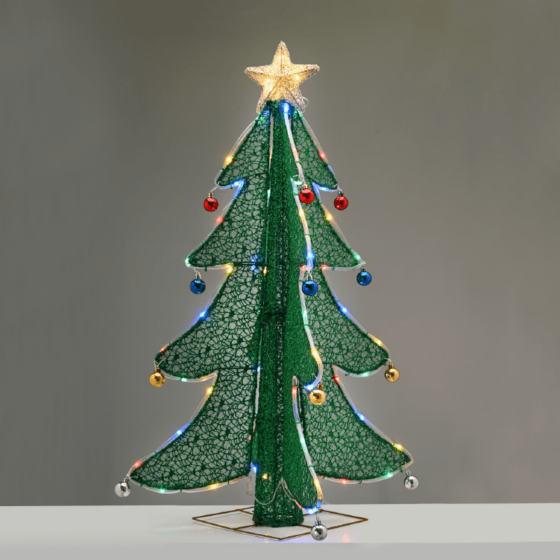 3D Tinsel Foldable Tree With Star 52 Led Πολυχρωμα&Θερμο Αστερι 40*40*93Cm Ip44 5M Καλ