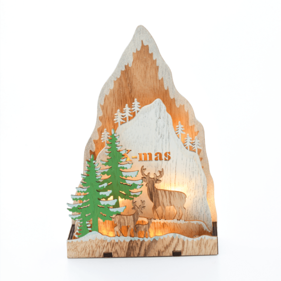 "Plywood Christmas Tree" 8 Led Ww Λ/Κια Μπ/Ριεσ (2Aa) Ip20 14.3X5.5X21.5Cm