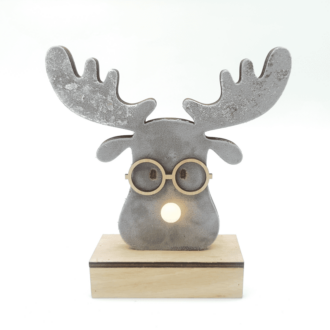 "Wooden Grey Reindeer Head"