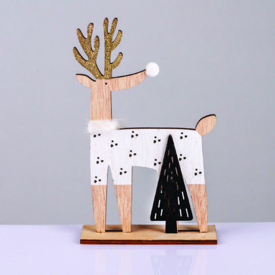 Wooden Deer With Tree Διακοσμητικο Μοτιφ 20*4*12Cm