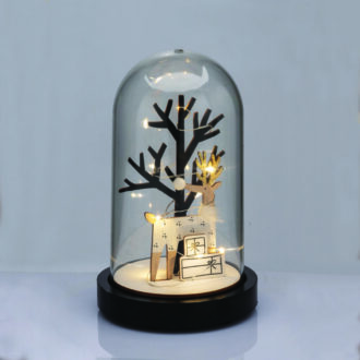 Wooden Deer With Plastic Cover(Tree) 8Mini Led Διακ Θερμ Λαμπ Μπατ 2Χααα(Συμπεριλαμβ) Διαμ:11*19Cm