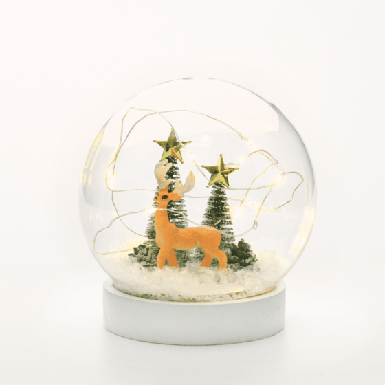 "Glass Snow Ball Deer"