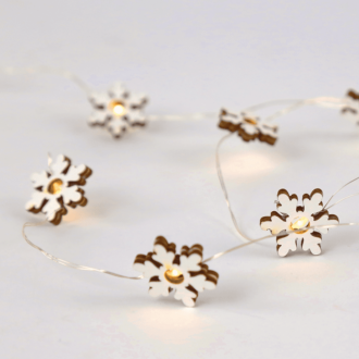 "Wooden Snowflake" 10 Led Λαμπ. Σειρα Μπατ.(2Xaa)