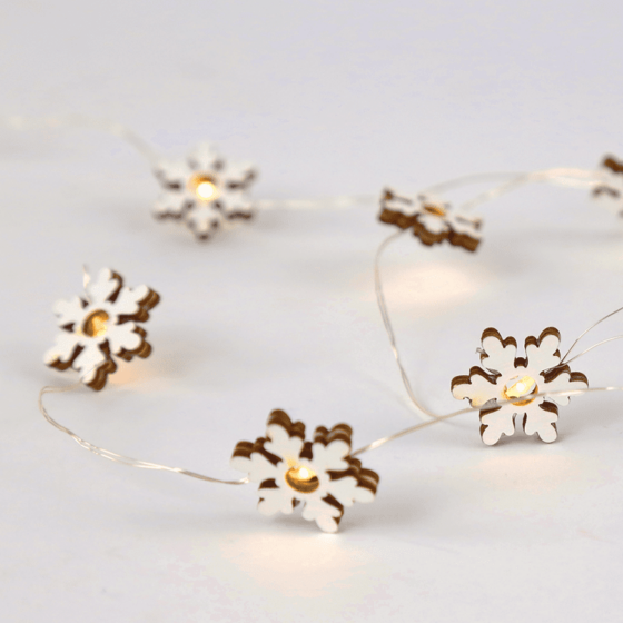 "Wooden Snowflake" 10 Led Λαμπ. Σειρα Μπατ.(2Xaa)