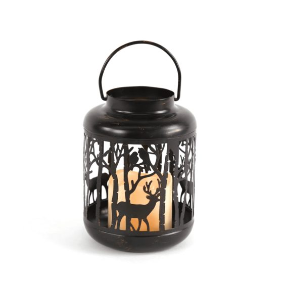 "Metal Black Reindeer Lantern" Λευκο Κερι