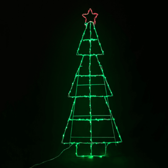 Christmas Tree 100 Led Λαμπ Σειρα Πρασινο Με Κοκκινο Αστερι Σταθερο Ip44 60*150Cm 5M Καλ.