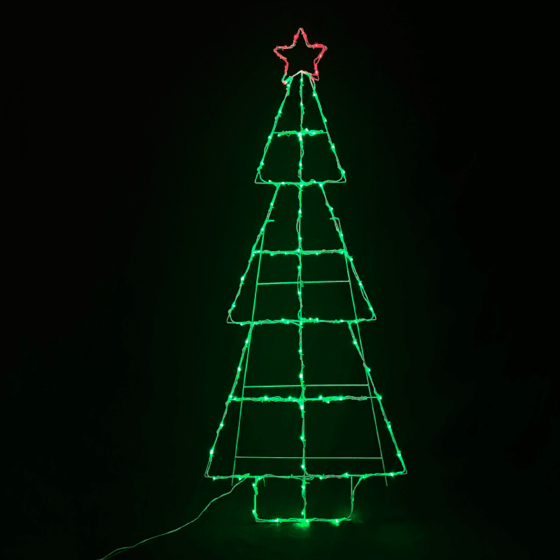 Christmas Tree 100 Led Λαμπ Σειρα Πρασινο Με Κοκκινο Αστερι Σταθερο Ip44 60*150Cm 5M Καλ.