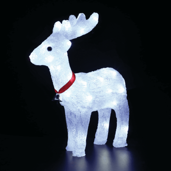 Acrylic Standing Reindeer With Ribbon 40 Led Λευκα Ip44 31*13