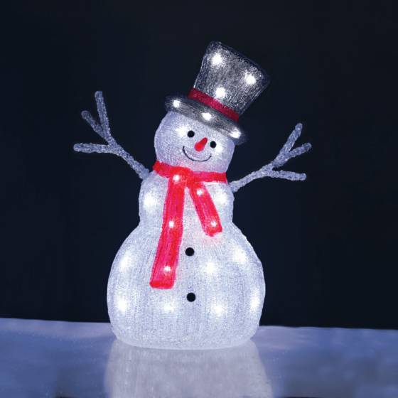 Acrylic Standing Snowman 40 Led Ψυχρο Λευκο 31*22*45Cm Ip44 5M Καλ