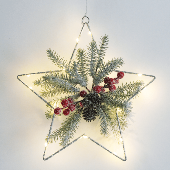 "Hanging Star" 15 Mini Led Ww Λ/Κια Μπ/Ριεσ (3Aa) Ip20 30X30Cm