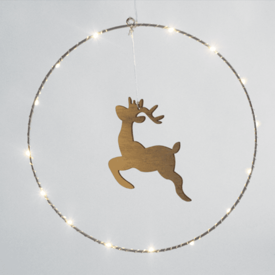 "Hanging Circle Reindeer" 20 Mini Led Ww Λ/Κια Μπ/Ριεσ (3Aa) Ip20 Φ30Cm (15Χ13Cm)