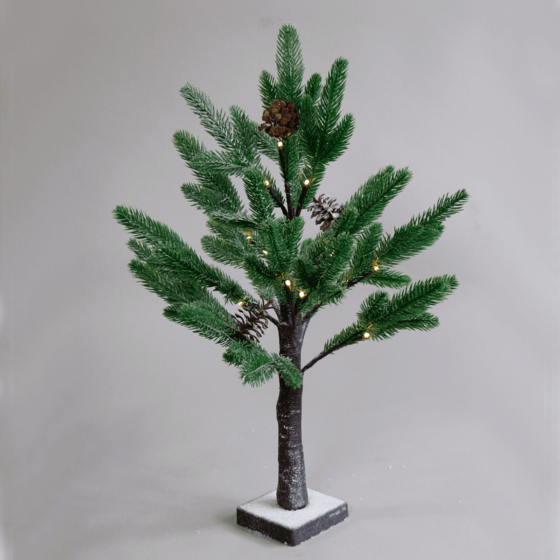 “Snow Pine Tree With Pine Cones” 24 Ww Led Λαμπακ. Ip20 3Xaa Υψοσ 60Cm Βαση 10X10Cm