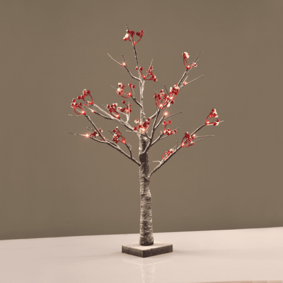 "Snow Red Berry Tree" 24 Ww Led Λαμπακ.ανταπτ.(24Vdc) Ip44 10X10X60Cm 3M Kαφε Καλ. Τροφ.