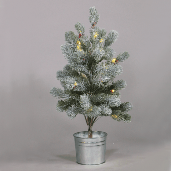 “Snow Pine Tree With Red Cherry And Pot” 28 Ww Led Λαμπακ. Ip20 3Xaa Υψοσ 55Cm Ø12