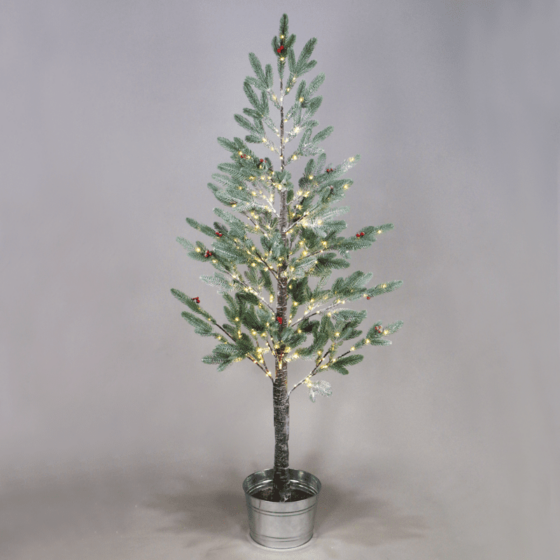 Snow Flower Tree With Red Cherry&Pot 288Ww Led Λαμπακ Ανταπ(4