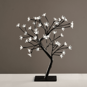 "Tree With Flowers Of Silicone"  36Led Λαμπακ Με Ανταπτορα(24V Dc)Ψυχρο Λευκο Ip20 45Cm 3M Μαυρο