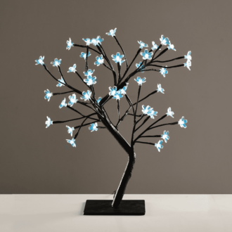 "Tree With Flowers Of Silicone"  36Led Λαμπακ Με Ανταπτορα(24V Dc)Μπλε Ip20 45Cm 3M Μαυρο Καλωδιο