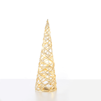 "White & Gold Cone Tree" 20 Mini Ww Led Λαμπ. Μπατ. 3Χαα