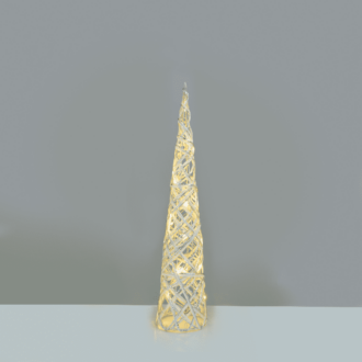 "White & Silver Cone Tree" 20 Mini Ww Led Λαμπ. Μπατ. 3Χαα