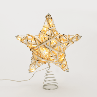 "White & Gold Convex Star" 20 Mini Ww Led Λαμπ. Μπατ. 3Χαα