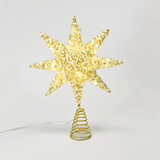 "Gold Tinsel Thread Star 1" 20 Mini Ww Led Λαμπ. Μπατ. 3Χαα