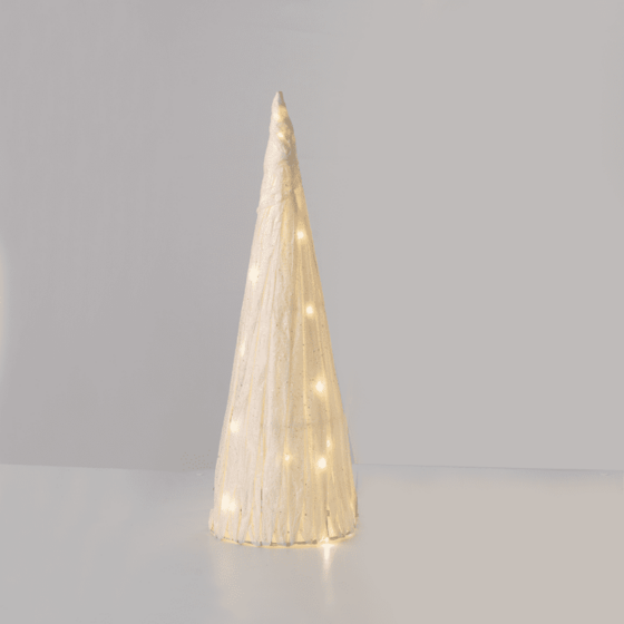 "White Paper Cone Tree" 20 Mini Ww Led Λαμπ. Μπατ. 3Χαα