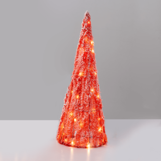 "Red Tinsel Cone Tree" 20 Mini Ww Led Λαμπ. Μπατ. 3Χαα