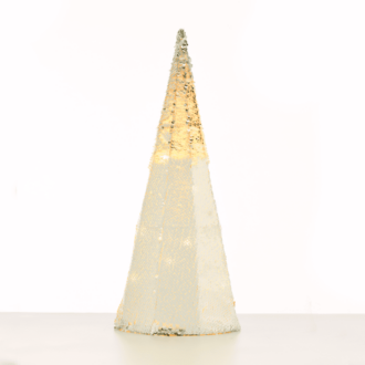 "Silver & White Sequin Cone Tree" 20 Ww Led Λαμπ. Μπατ. 3Χαα