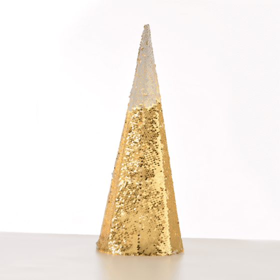 "Champagne Gold & White Sequin Cone Tree" 20 Ww Led Λαμπ. Μπατ. 3Χαα