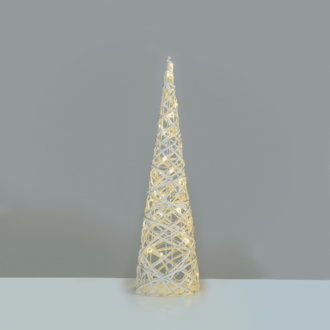 "White & Silver Cone Tree" 30 Mini Ww Led Λαμπ. Μπατ. 3Χαα