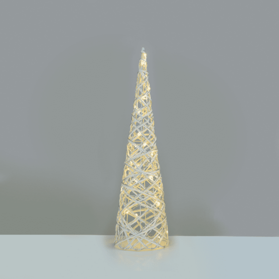 "White & Silver Cone Tree" 30 Mini Ww Led Λαμπ. Μπατ. 3Χαα