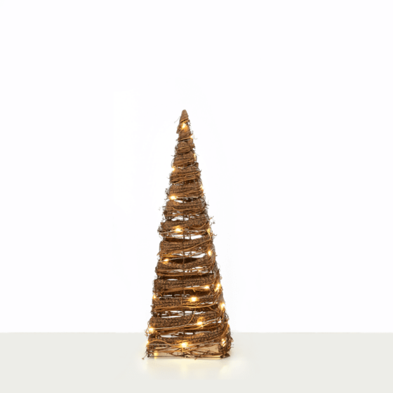 "Natural Rattan Cone Tree" 30 Mini Ww Led Λαμπ. Μπατ. 3Χαα